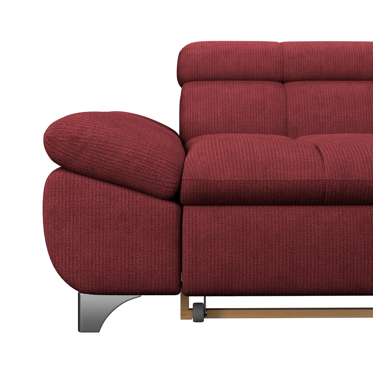 ECKSOFA Bordeaux Chenille  - Chromfarben/Bordeaux, KONVENTIONELL, Textil/Metall (312/234cm) - Livetastic