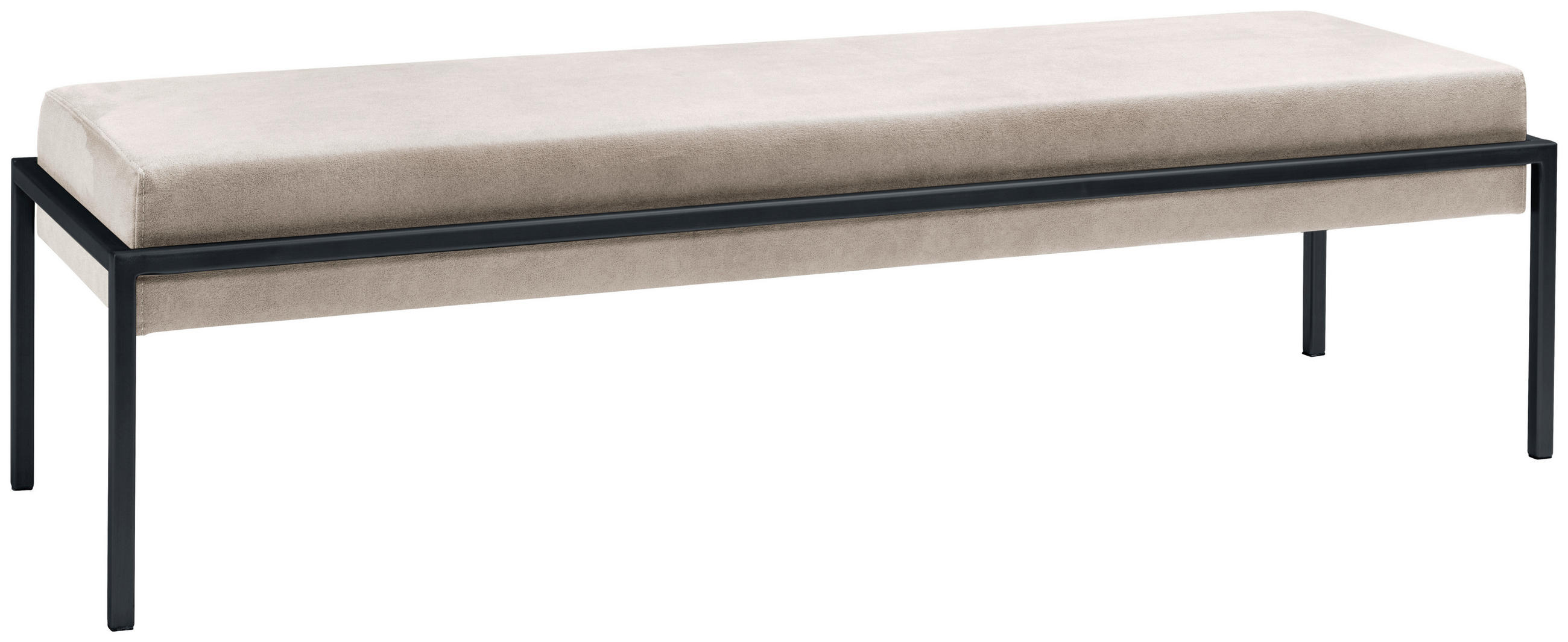 BETTBANK Lederlook Creme, Anthrazit  - Anthrazit/Creme, Design, Textil/Metall (144/38/44cm) - Hasena