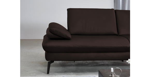 ECKSOFA in Echtleder Braun  - Schwarz/Braun, Design, Leder/Metall (325/157cm) - Dieter Knoll