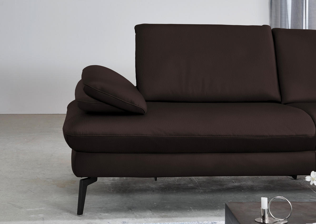 ECKSOFA in Echtleder Braun  - Schwarz/Braun, Design, Leder/Metall (325/157cm) - Dieter Knoll
