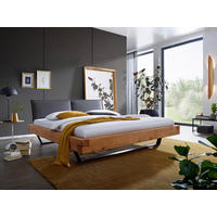 TÖMÖRFA ÁGY 180/200 cm  tölgyfa színű, borostyánszínű  - tölgyfa színű/fekete, Modern, textil/fa (180/200cm) - Livetastic