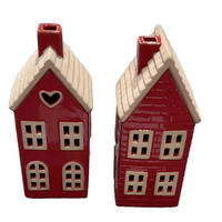 DEKORAČNÍ DOMEČEK - přírodní barvy/červená, Trend, keramika (6,8/15,5/6,5cm) - X-Mas