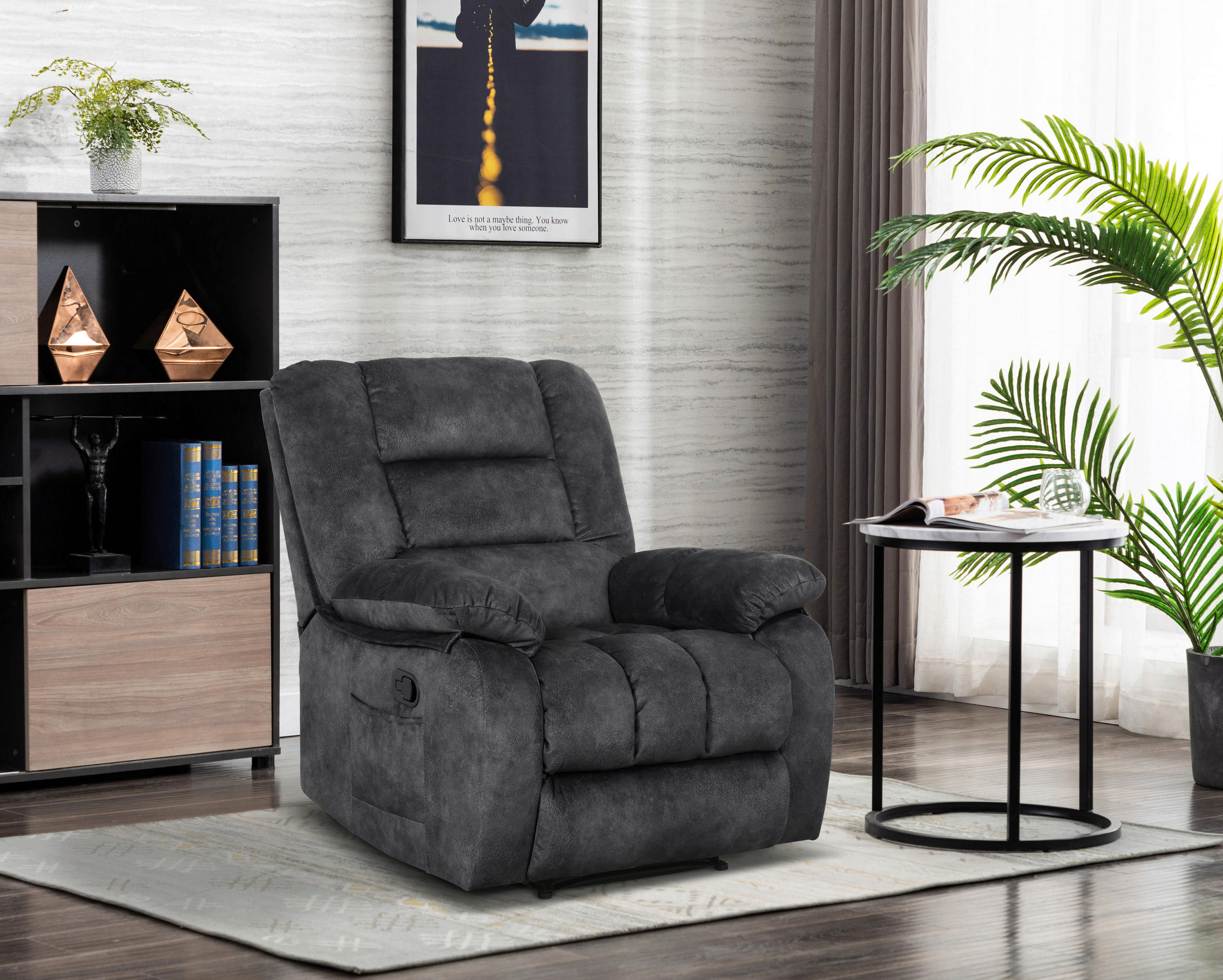 MASSAGESESSEL Webstoff, Velours Grau    - Schwarz/Grau, KONVENTIONELL, Kunststoff/Textil (94/102/100cm) - MID.YOU