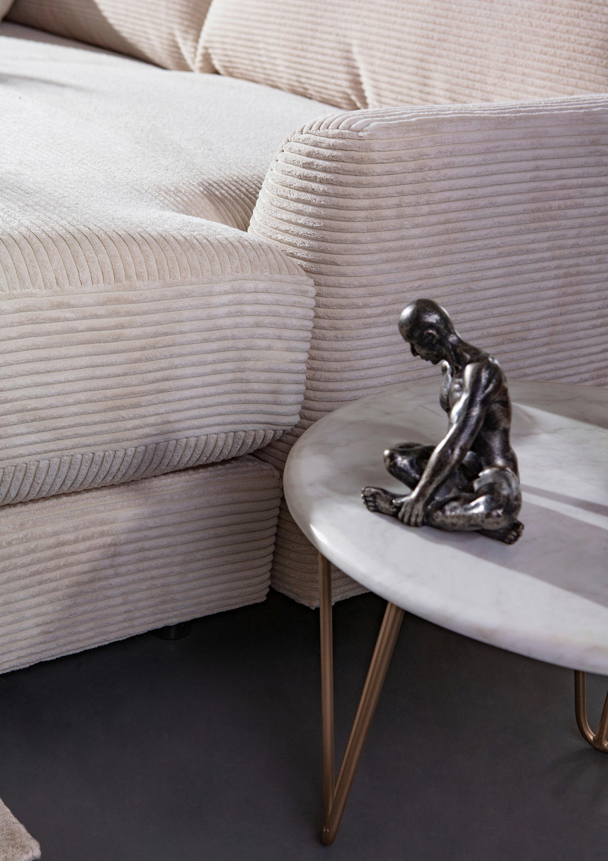 ECKSOFA in Cord Olivgrün  - Schwarz/Olivgrün, Design, Kunststoff/Textil (240/175cm) - Landscape