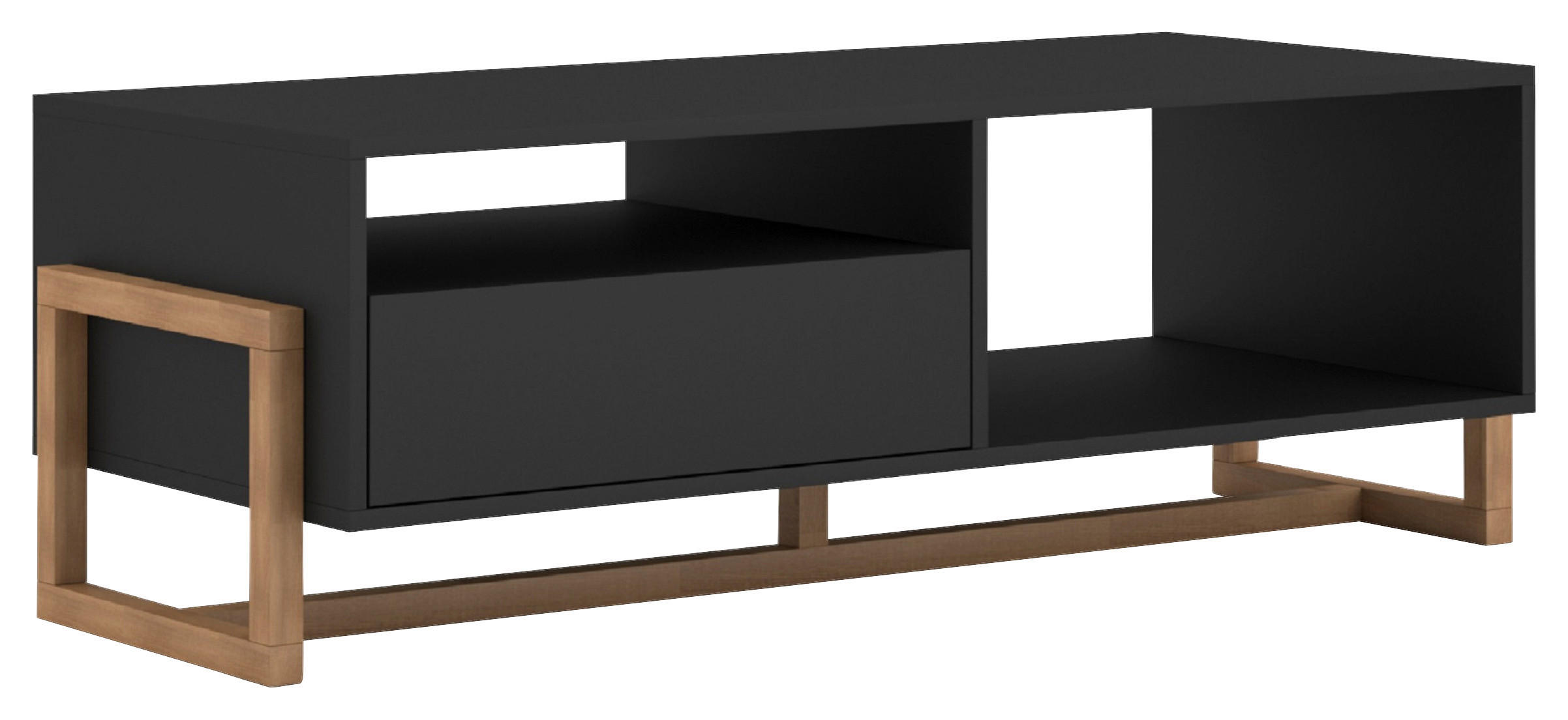 COUCHTISCH in Holz, Kunststoff, Holzwerkstoff 119,2/50/41,3 cm  - Buchefarben/Schwarz, Design, Holz/Holzwerkstoff (119,2/50/41,3cm) - MID.YOU