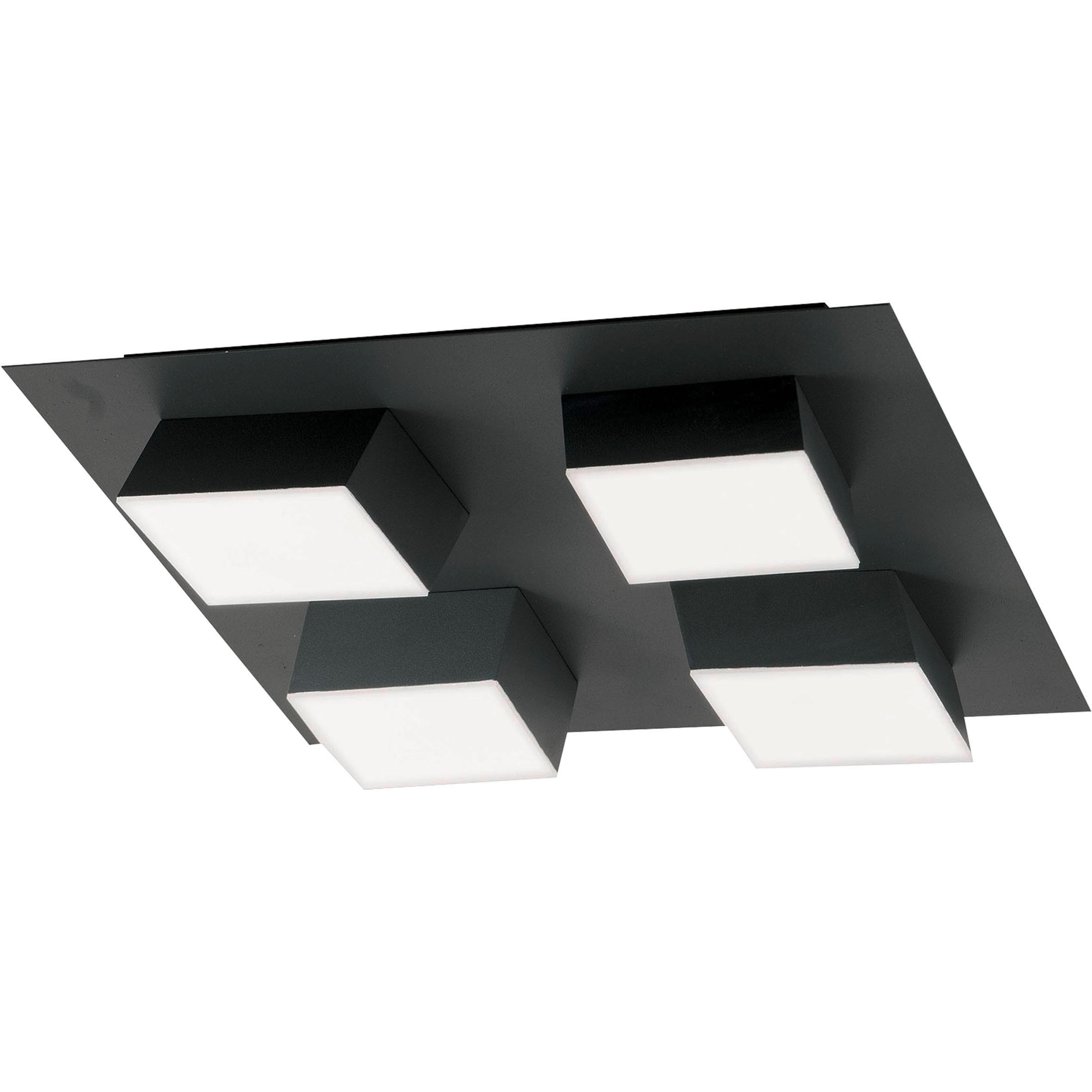 LED-DECKENLEUCHTE Lucas 35/35/8 cm   - Anthrazit, Design, Kunststoff/Metall (35/35/8cm) - Fabas Luce