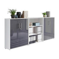AKTENSCHRANK Weiß, Anthrazit Hochglanz  - Anthrazit Hochglanz/Weiß, MODERN, Holzwerkstoff (253,2/113,6/33cm) - MID.YOU