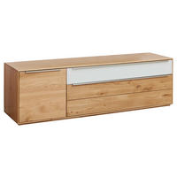 LOWBOARD  in 182/54/50 cm  - Eichefarben/Silberfarben, Design, Glas/Holz (182/54/50cm) - Waldwelt