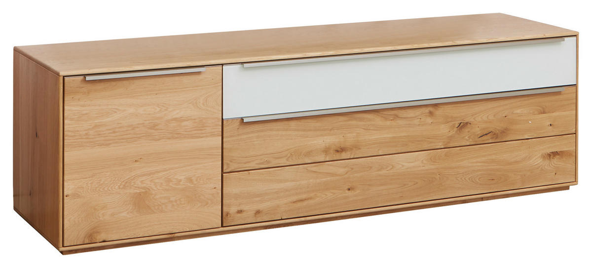 LOWBOARD  in 182/54/50 cm  - Eichefarben/Silberfarben, Design, Glas/Holz (182/54/50cm) - Waldwelt