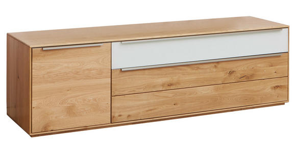 LOWBOARD  in 182/54/50 cm  - Eichefarben/Silberfarben, Design, Glas/Holz (182/54/50cm) - Waldwelt