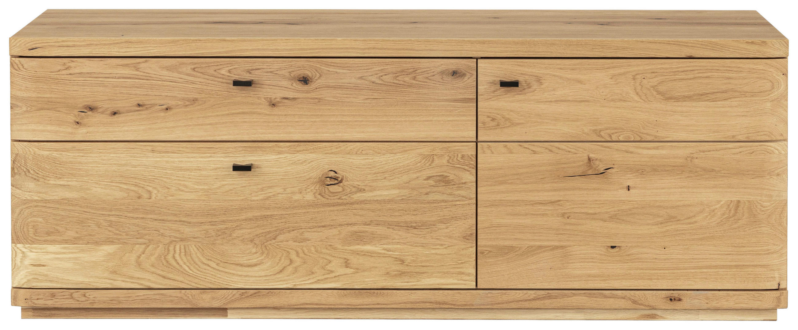 LOWBOARD  in 165/62/48 cm  - Eichefarben/Schwarz, Natur, Holz/Metall (165/62/48cm) - Linea Natura