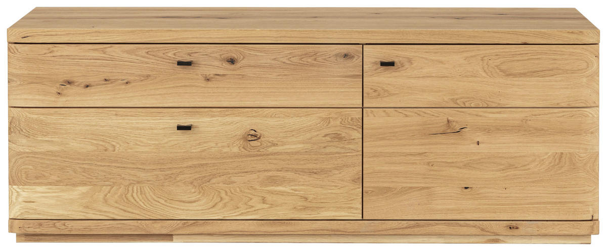 LOWBOARD  in 165/62/48 cm  - Eichefarben/Schwarz, Natur, Holz/Metall (165/62/48cm) - Linea Natura