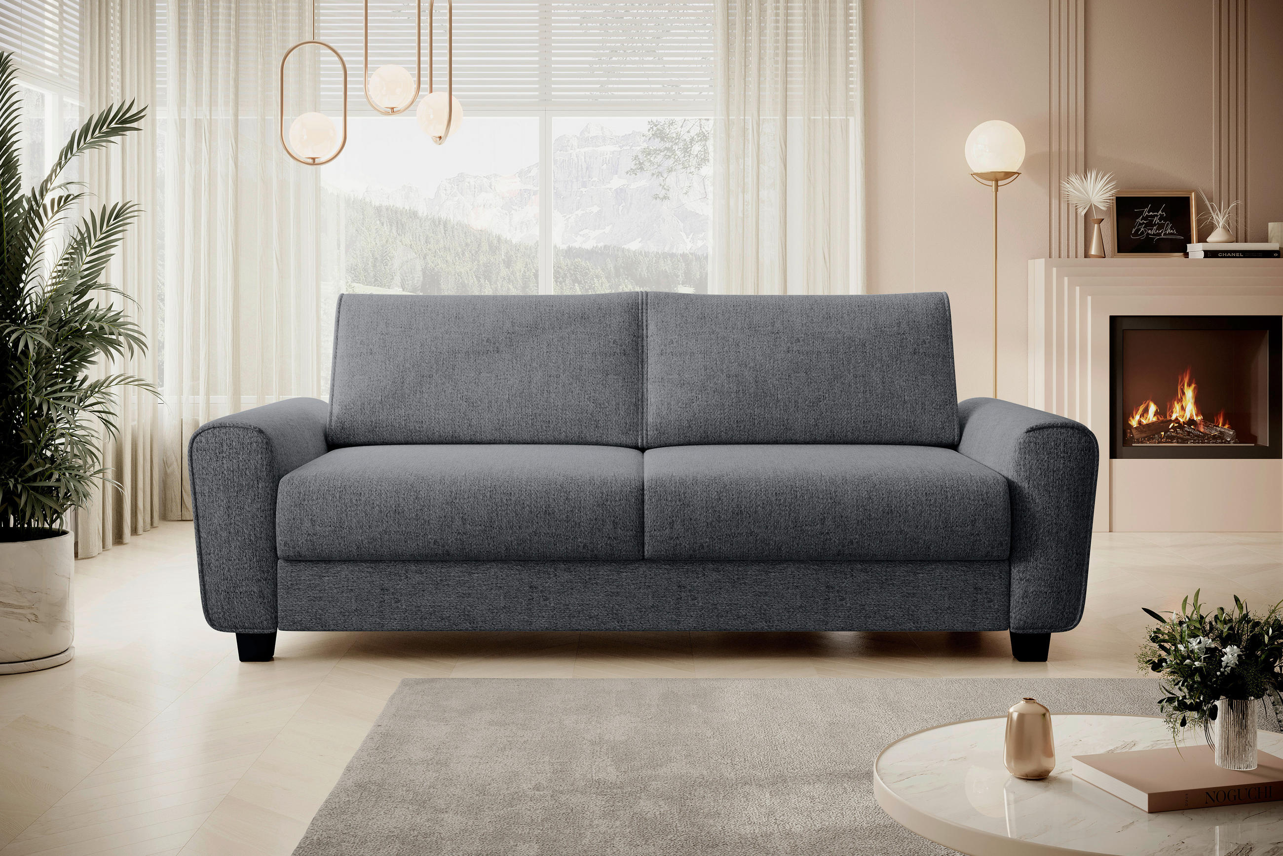 SCHLAFSOFA Webstoff Dunkelgrau  - Dunkelgrau/Schwarz, Design, Kunststoff/Textil (203/69-82/99cm) - Welnova