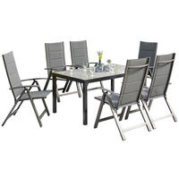 GARTENSET 7-teilig Aluminium ,[ ]}7-teilig  - Dunkelgrau/Graphitfarben, KONVENTIONELL, Glas/Textil - Gardenson
