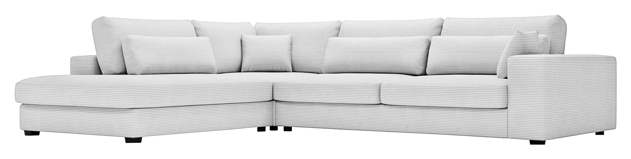 ECKSOFA in Cord Hellgrau  - Hellgrau/Schwarz, Konventionell, Kunststoff/Textil (250/314cm) - Carryhome