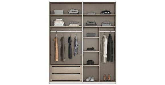 SCHWEBETÜRENSCHRANK 181/223/68 cm 2-türig Weiß, Champagner - Champagner/Alufarben, KONVENTIONELL, Glas/Holzwerkstoff (181/223/68cm) - Novel