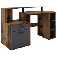 SCHREIBTISCH 140/55/89 cm  in Anthrazit, Alteiche  - Alteiche/Anthrazit, MODERN, Holzwerkstoff/Kunststoff (140/55/89cm) - MID.YOU