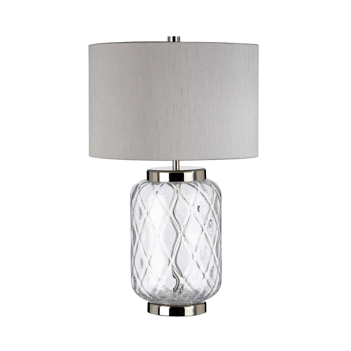 TISCHLEUCHTE Sola 30/50.5 cm  - Klar/Nickelfarben, KONVENTIONELL, Glas/Textil (30/50.5cm) - Elstead Lighting