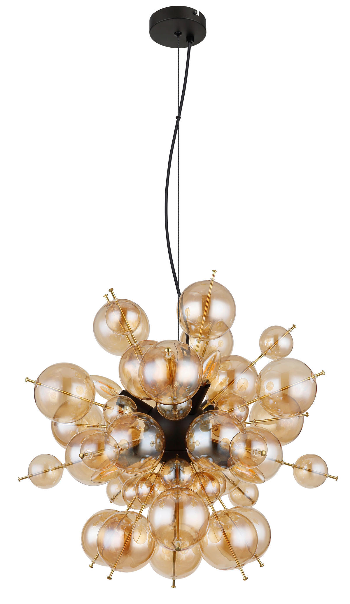 HÄNGELEUCHTE 55/120 cm    - Goldfarben/Schwarz, Design, Glas/Metall (55/120cm) - Globo
