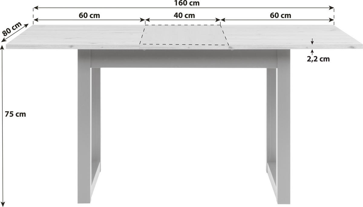 ESSTISCH in Holzwerkstoff 120/80/75 cm  - Anthrazit/Eiche Artisan, Basics, Holzwerkstoff (120/80/75cm) - MID.YOU