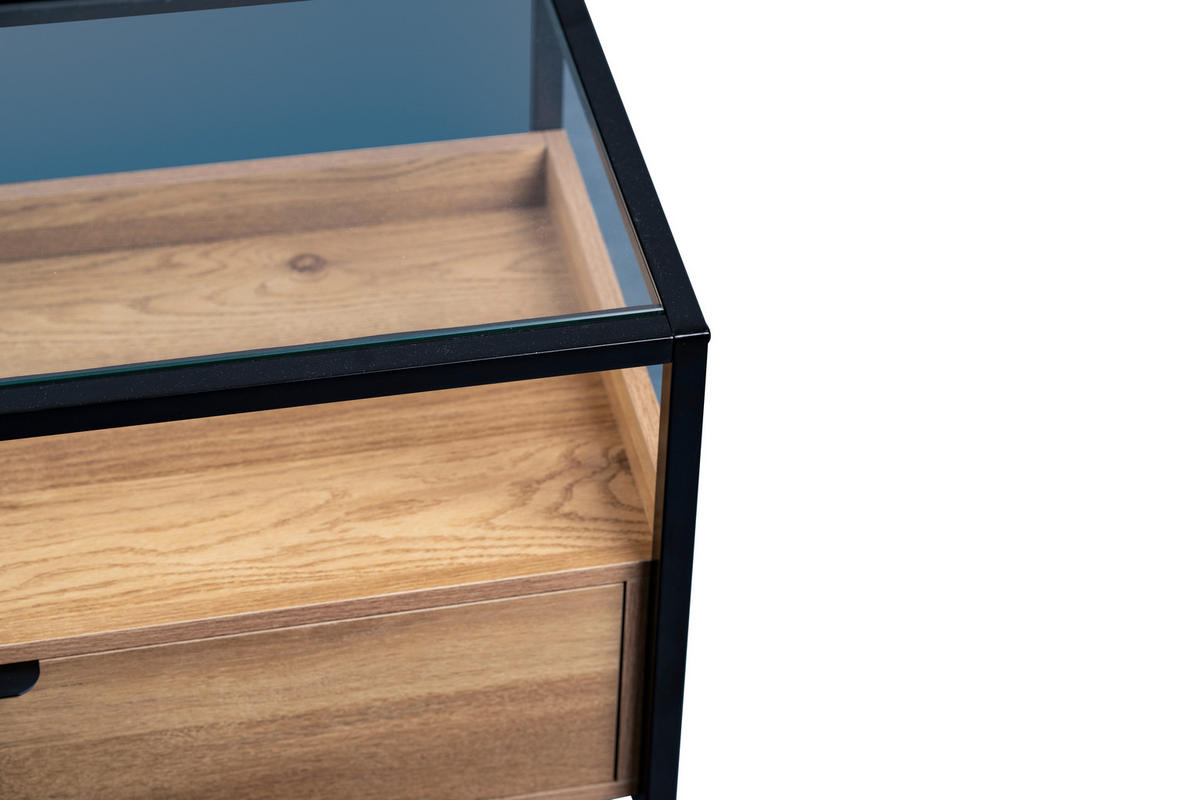 TV-ELEMENT - Eichefarben/Schwarz, Basics, Glas/Holzwerkstoff (120/55/40cm) - Xora