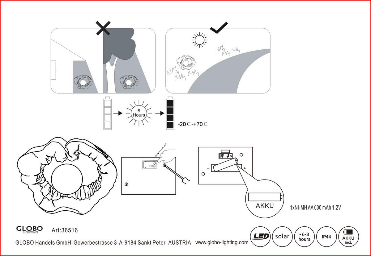 SOLARLEUCHTE 30,5/8,5/25,5 cm   - Braun, Natur, Kunststoff (30,5/8,5/25,5cm) - Globo
