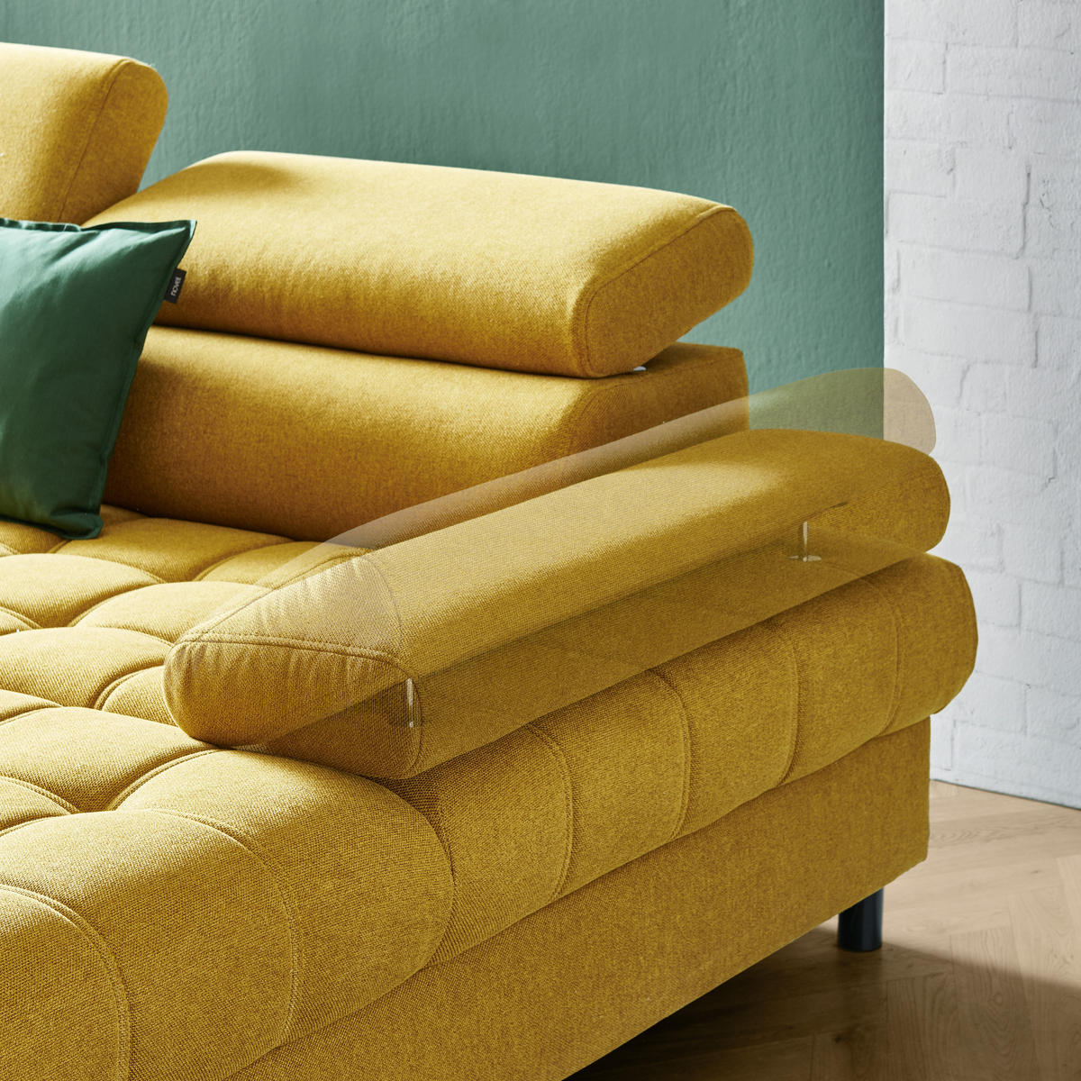 ECKSOFA Gelb Webstoff  - Gelb/Schwarz, Design, Textil/Metall (270/173cm) - Welnova