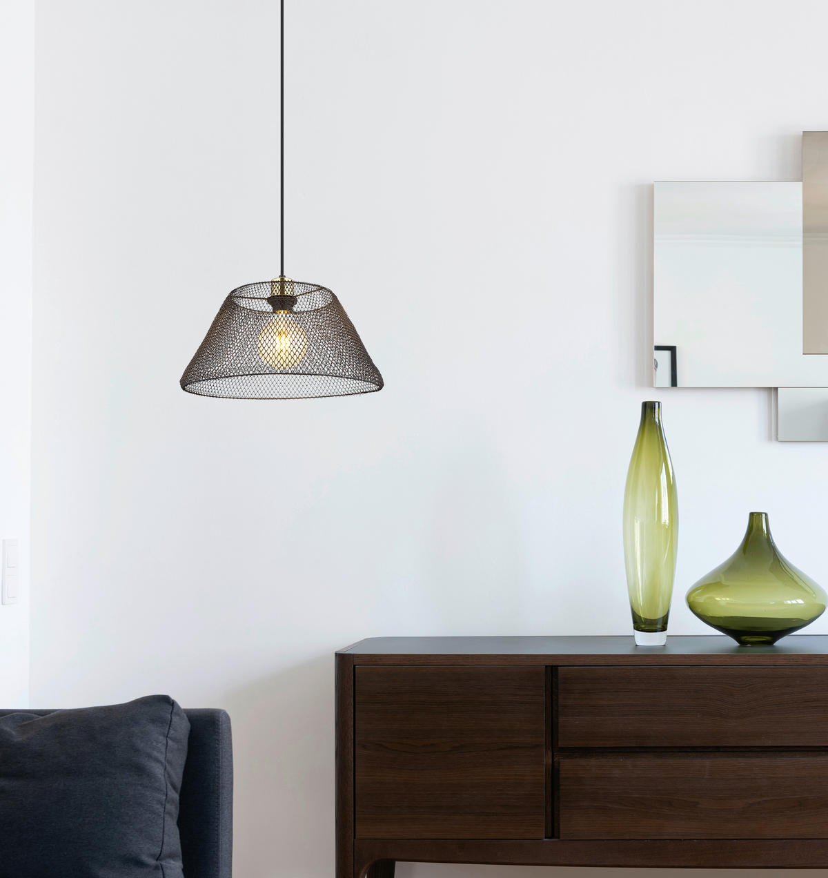 HÄNGELEUCHTE 36/120 cm    - Goldfarben/Schwarz, Trend, Kunststoff/Metall (36/120cm) - Globo