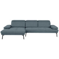 ECKSOFA in Webstoff Blau  - Blau/Schwarz, Design, Textil/Metall (188/296cm) - Livetastic