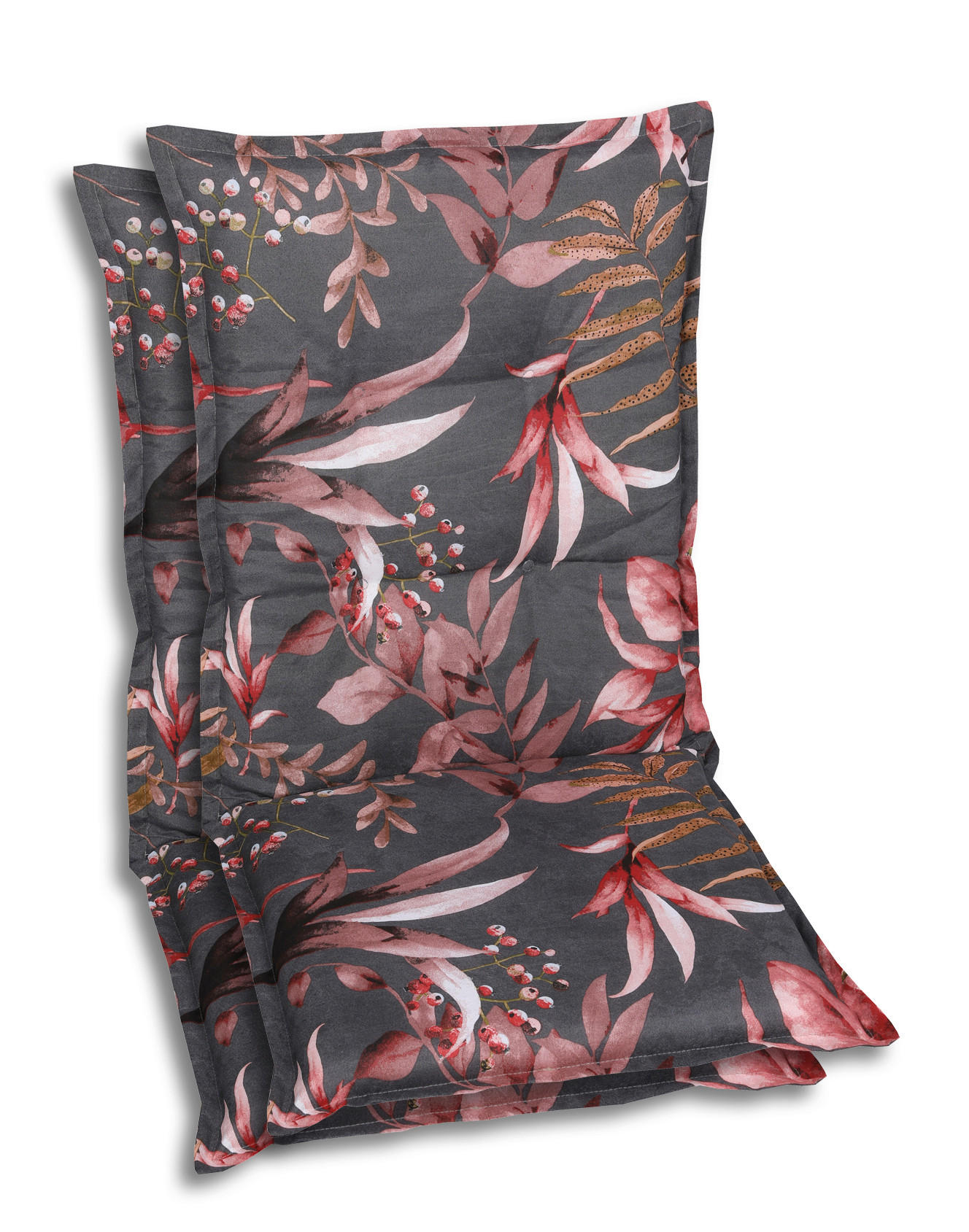 SESSELAUFLAGENSET in Anthrazit, Braun, Rosa Blätter  - Anthrazit/Braun, Basics, Textil (50/7/108cm)