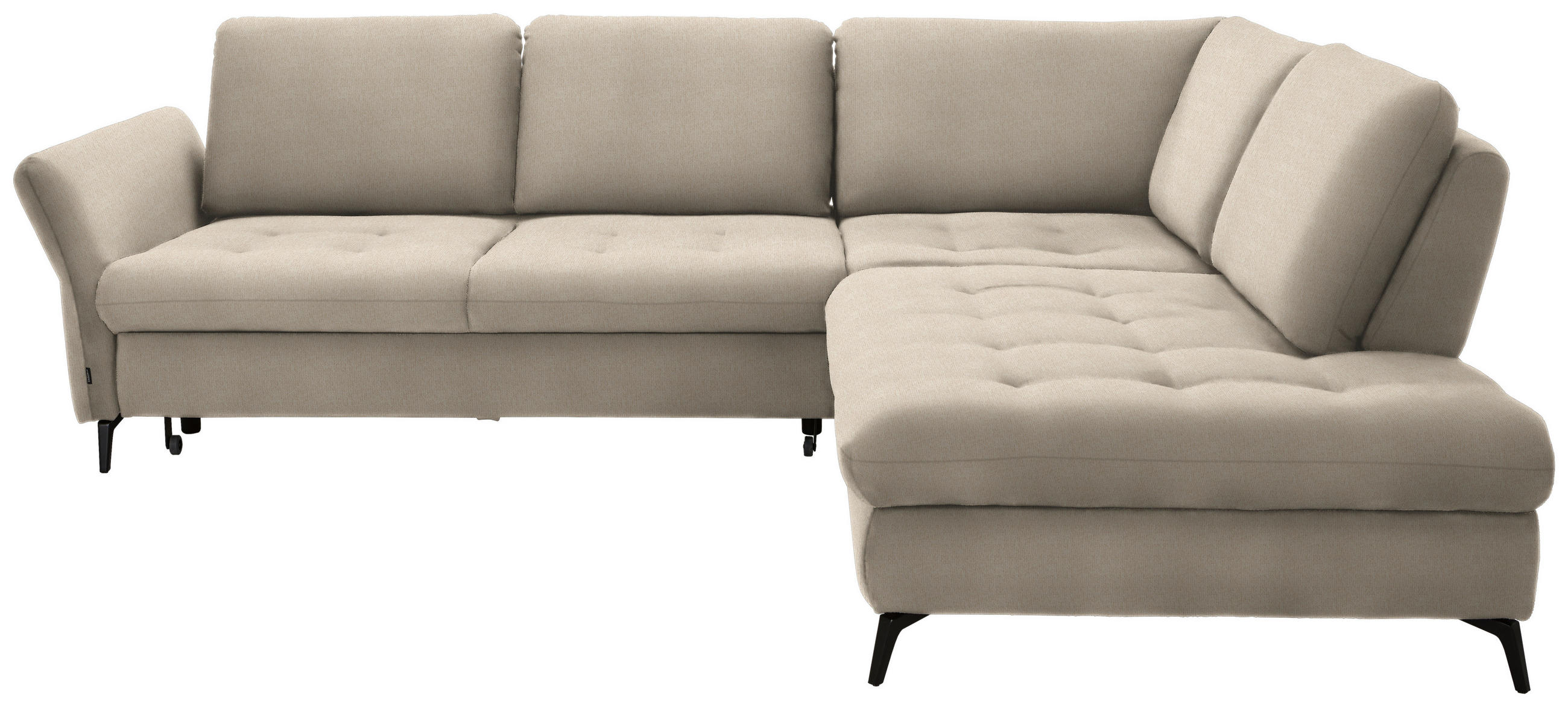 ECKSOFA Beige Chenille  - Beige/Schwarz, Natur, Textil/Metall (288/233cm) - Valnatura