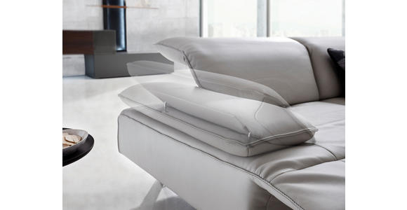 ECKSOFA Biella in Echtleder Hellgrau  295/231 cm  - Dunkelgrau/Anthrazit, Design, Leder/Metall (295/231cm) - Johann Jakob