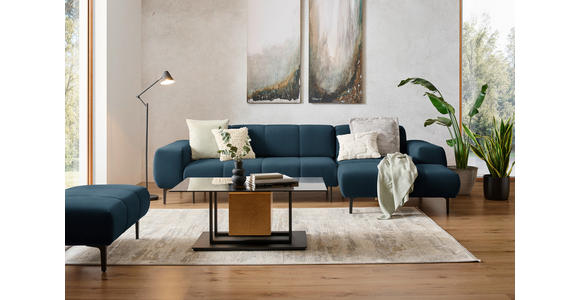 ECKSOFA in Chenille Blau 311/167 cm - Blau/Schwarz, Design, Textil/Metall (311/167cm) - Xora