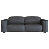 2,5-SITZER Schwarz Echtleder  - Schwarz, Design, Leder/Holz (219/73/102cm) - Livetastic