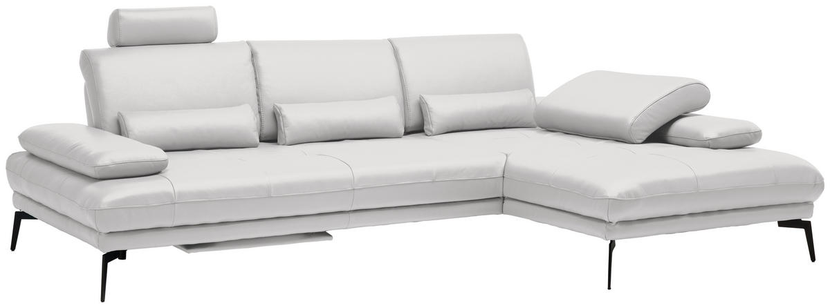 ECKSOFA Weiß Echtleder  - Schwarz/Weiß, Design, Leder/Metall (273/187cm) - Celina Home