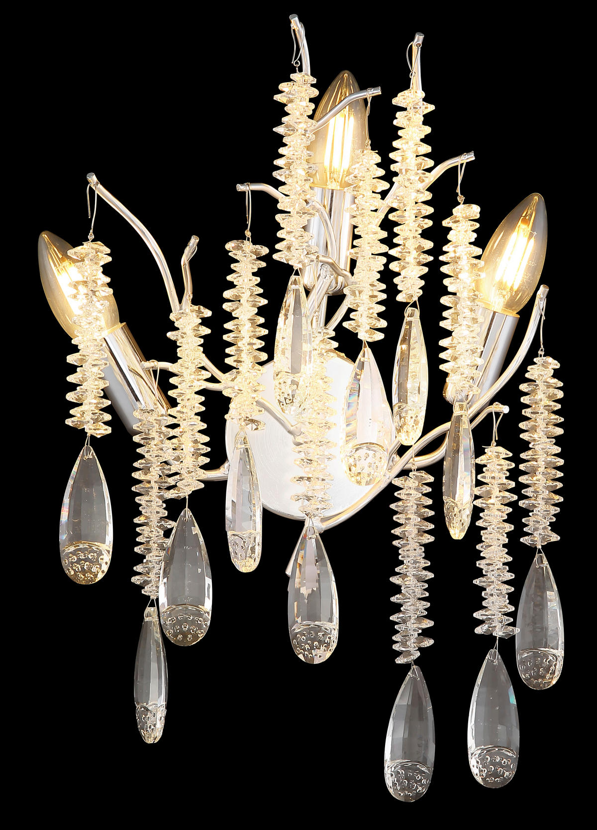 WANDLEUCHTE 35/47 cm   - Klar/Silberfarben, KONVENTIONELL, Glas/Metall (35/47cm) - Globo