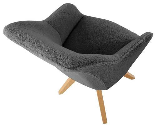 ARMLEHNSTUHL  in Bouclé, Teddystoff  - Eichefarben/Anthrazit, Design, Holz/Textil (60/83/65cm) - Landscape