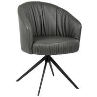 ARMLEHNSTUHL  in Eisen Echtleder pigmentiert  - Anthrazit/Schwarz, Design, Leder/Metall (63/82/62,5cm) - Dieter Knoll