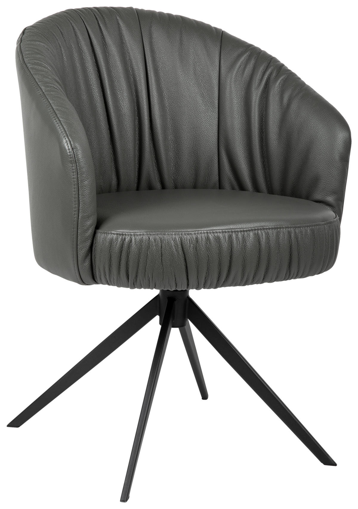 ARMLEHNSTUHL  in Eisen Echtleder pigmentiert  - Anthrazit/Schwarz, Design, Leder/Metall (63/82/62,5cm) - Dieter Knoll