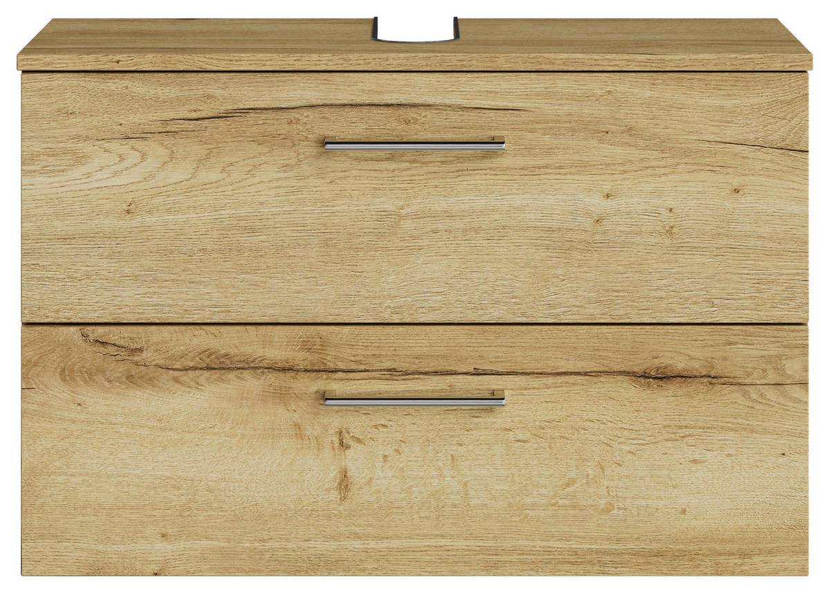WASCHBECKENUNTERSCHRANK 75/49,8/33,3 cm  - Chromfarben/Wildeiche, KONVENTIONELL, Holzwerkstoff/Metall (75/49,8/33,3cm) - Sadena