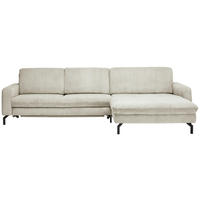 ECKSOFA in Cord Creme  - Creme/Schwarz, Design, Textil/Metall (302/178cm) - Beldomo Style