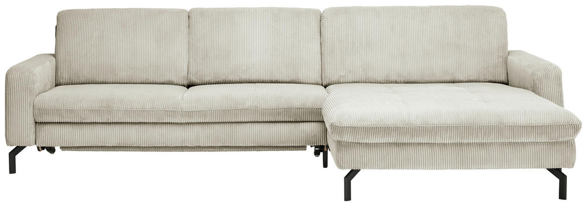 ECKSOFA in Cord Creme  - Creme/Schwarz, Design, Textil/Metall (302/178cm) - Beldomo Style