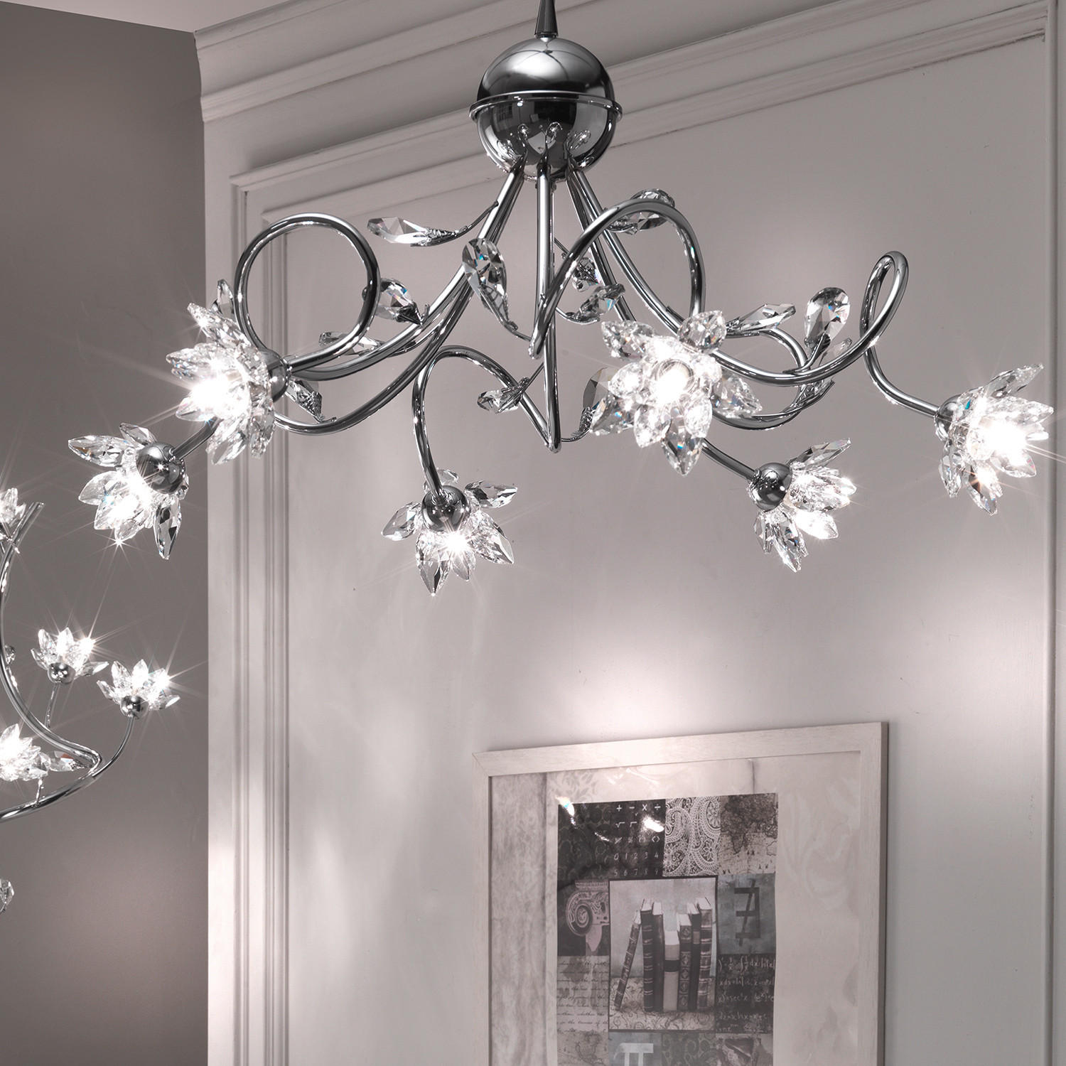 HÄNGELEUCHTE 80/100 cm  - Chromfarben, KONVENTIONELL, Glas/Metall (80/100cm)