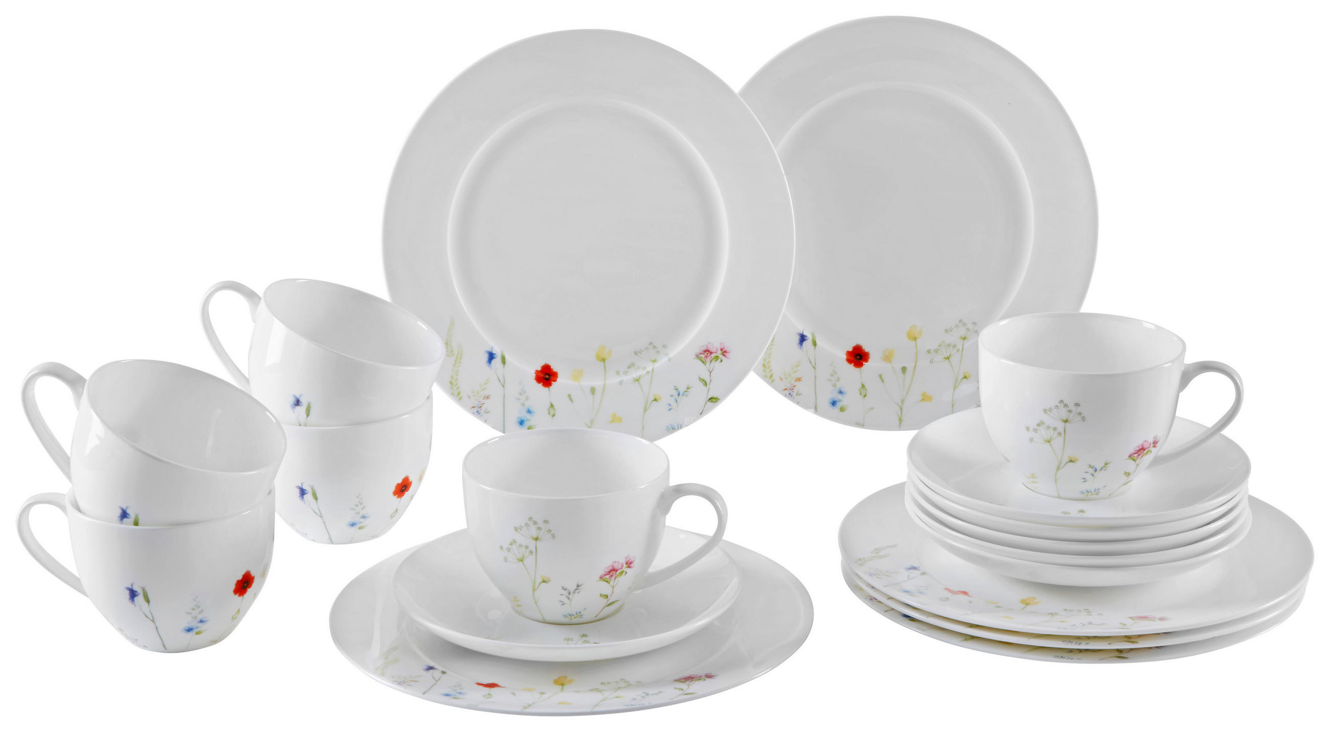KAFFEESERVICE Multicolor 18-teilig Wildflower  - Multicolor, Basics, Keramik - Novel