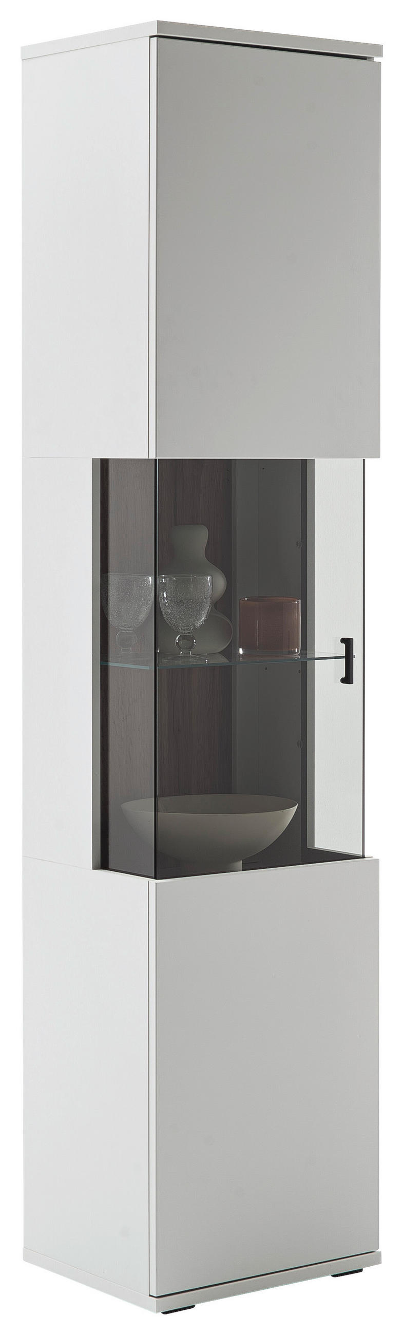 VITRINE in Weiß, Eichefarben  - Eichefarben/Anthrazit, Design, Glas/Holzwerkstoff (45/199/37cm) - Stylife