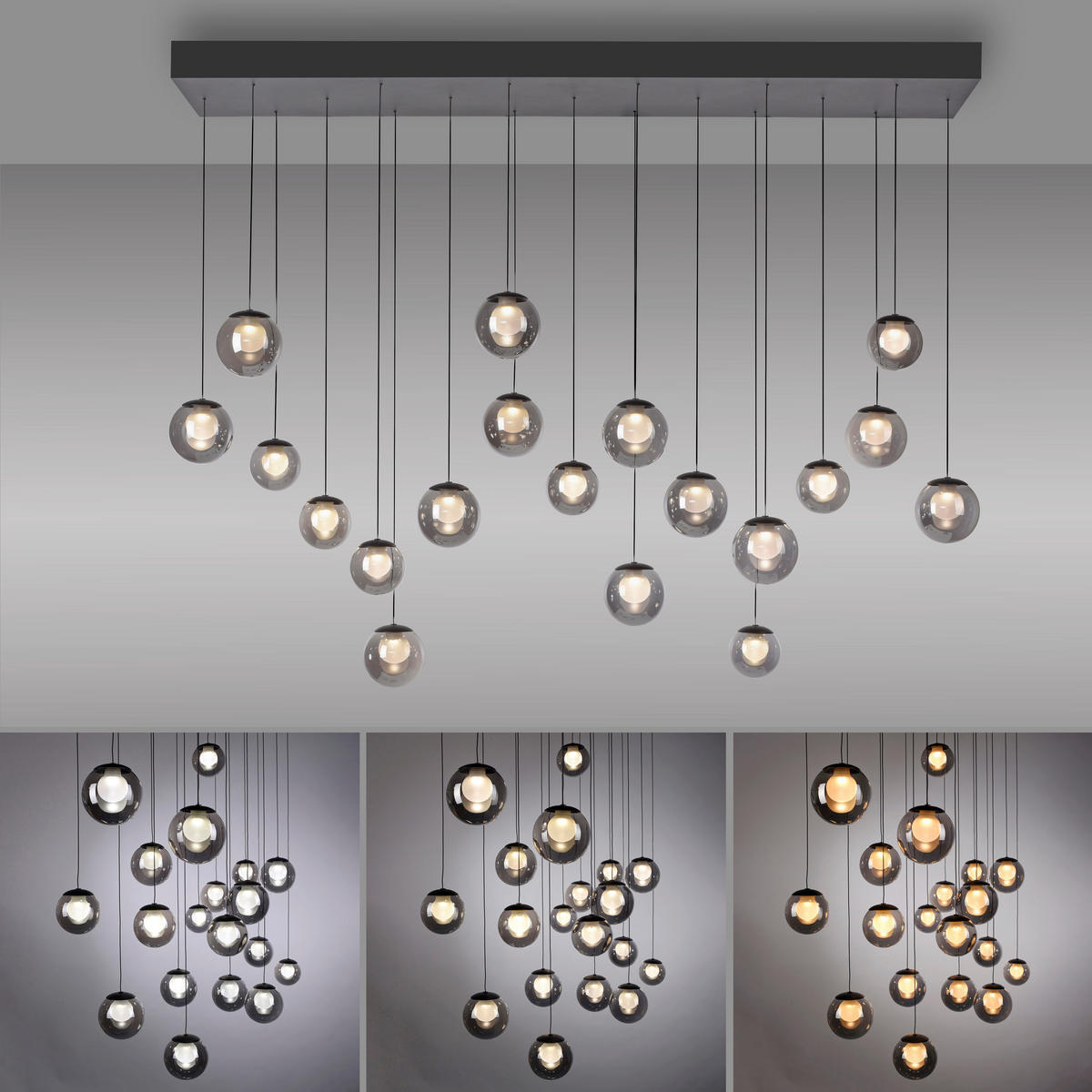 LED-HÄNGELEUCHTE 150/40/180 cm   - Anthrazit, Design, Glas/Metall (150/40/180cm) - Neuhaus PURE