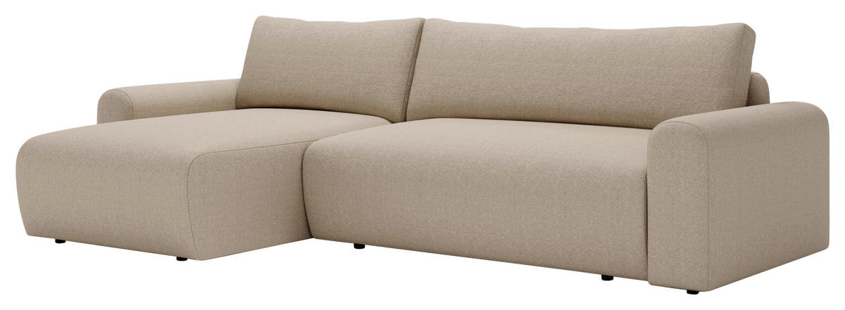 ECKSOFA Hellbraun  - Hellbraun/Creme, Design, Kunststoff/Textil (246/150cm) - Livetastic