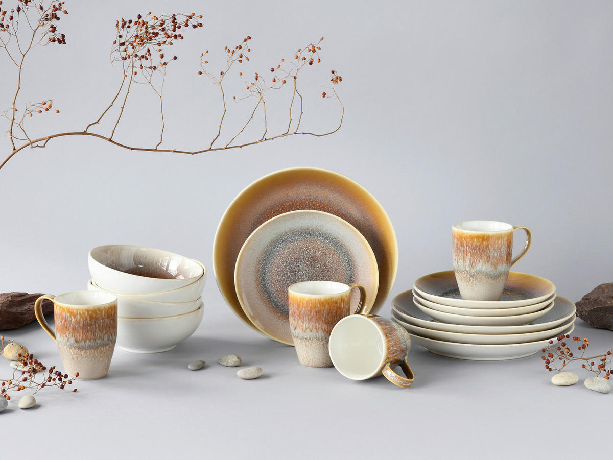 KOMBISERVICE Caldera Sand 16-teilig  - Sandfarben/Weiß, Basics, Keramik - Creatable