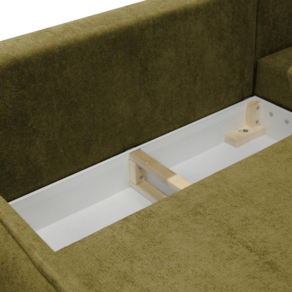 ECKSOFA MURANO Grün Chenille Zierkissen, Rückenkissen, Bettkasten  - Schwarz/Grün, Design, Holz/Textil (242/167cm) - MID.YOU