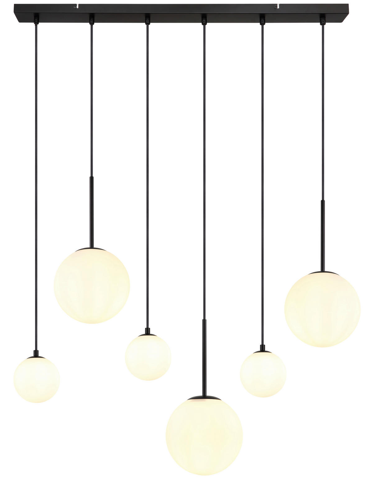 HÄNGELEUCHTE 91/20/117 cm   - Schwarz, KONVENTIONELL, Glas/Metall (91/20/117cm) - Globo